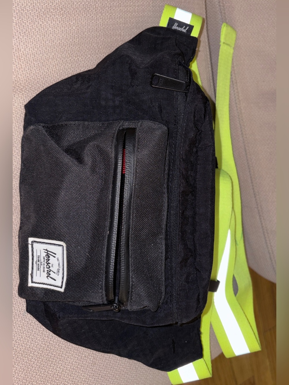 Herschel Pop Quiz Hip Pack - Black with Neon Yellow Strap - 3.5L